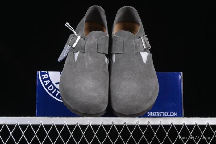 Birkenstock London BS Unisex Slip-On Comfort Shoes with Soft Suede Leather and Lambswool Insole - BS