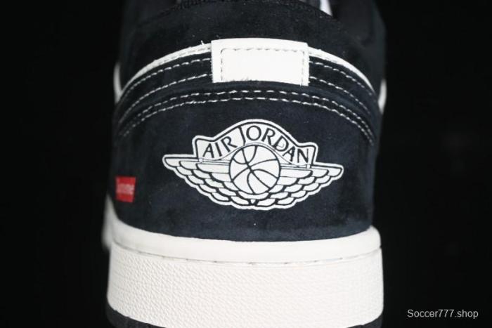 Nike Air Jordan 1 Low AJ1 Supreme Collaboration - Black White Two-Tone Retro Basketball Shoes - SJ9950-021