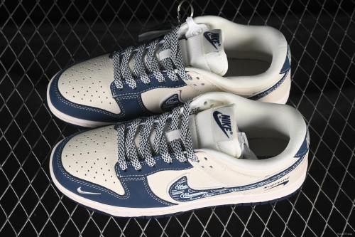 Nike SB Dunk Low Sup Series Blue White Graffiti Blue Swoosh Anniversary Custom Low-Top Casual Skate Shoes - LW1818-116