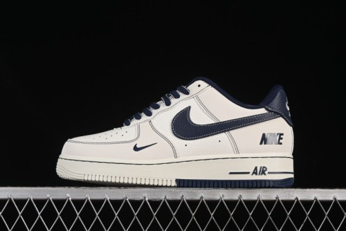 Nike Air Force 1'07 Low Casual Sneakers in Cream with Blue Swoosh - SC9207-535