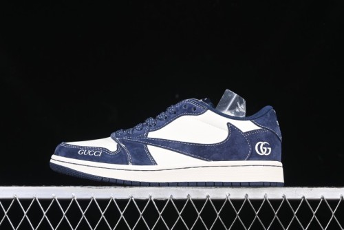 Nike Travis Scott x Fragment Design x Air Jordan 1 Low OG SP AJ1 Collaboration Sneakers - Prussian Blue - XS3086-006
