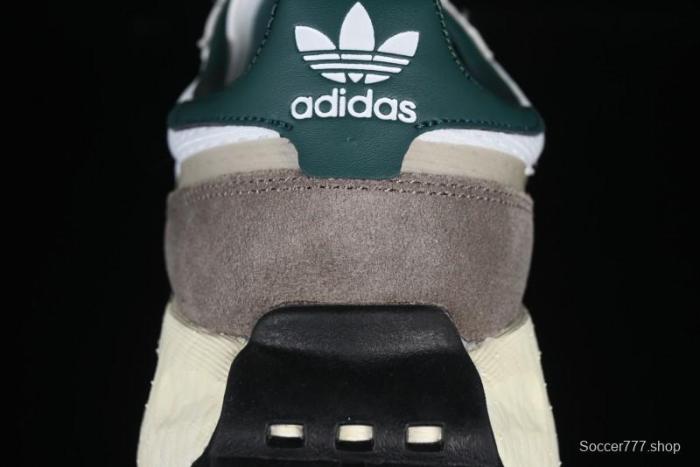 Adidas Retro-Inspired Sneakers - White, Grey & Green with Boost Sole