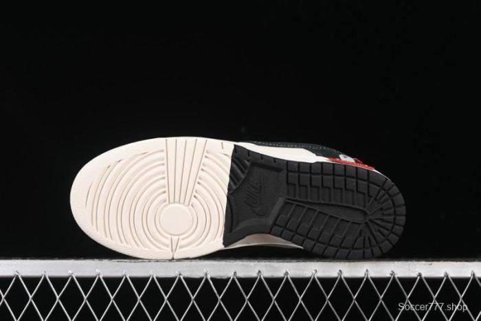 Nike SB Dunk Low Stussy Collaboration - Black White Marking Line Anniversary High-End Custom Low-Top Casual Sneakers - BB9898-008