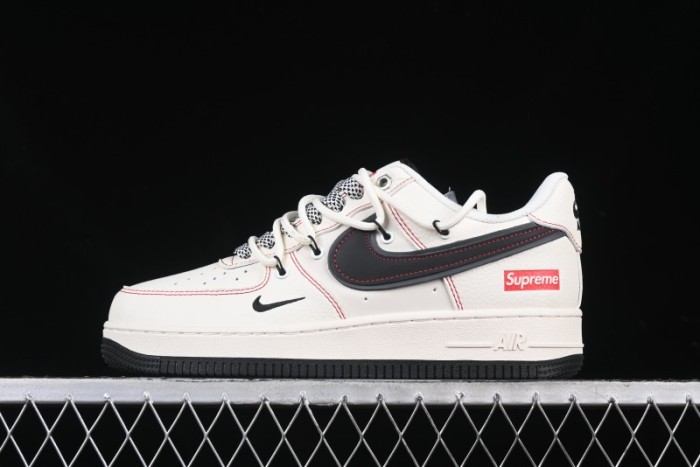 Nike Air Force 1 '07 Low Supreme Collaboration - Beige Red Lace-Up Low-Top Casual Sneakers SJ1198-104