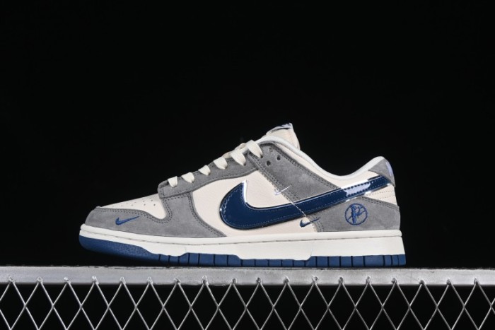 Nike SB Dunk Low VLONE Collaboration Grey White Blue Swoosh Anniversary High-End Custom Low-Top Casual Sneakers - KK1688-089