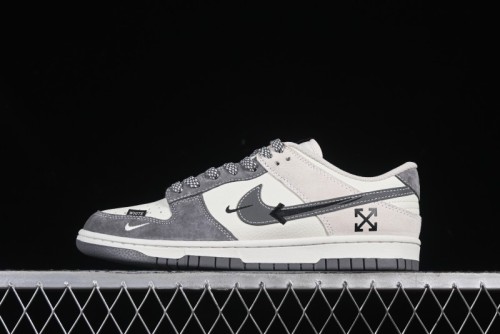 Nike SB Dunk Low OFF-WHITE Collaboration Multi-Color Gray Swoosh Anniversary Customized Low-Top Casual Sneakers - DJ2024-133