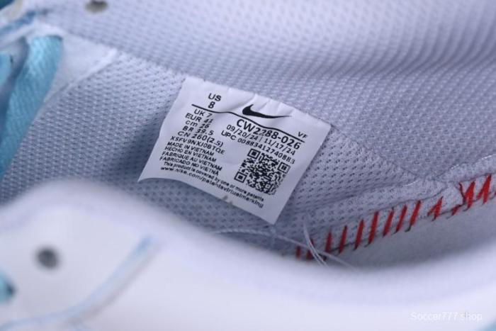 Nike Air Force 1 '07 Low Casual Sneakers with White & Blue Swoosh - CW2288-026