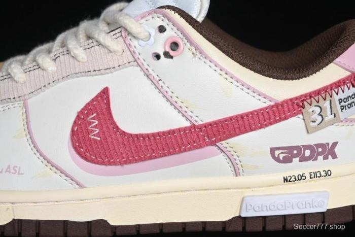 Nike Dunk Low Retro Casual Sneakers in Brown and Sail with Panda Mischief Skyline Theme - DD1503-124