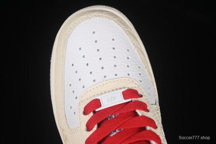 Nike Air Force 1'07 Low Snake Year Themed Casual Sneakers with Full-Length Air Cushion - DX2678-100