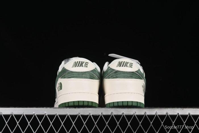 Nike SB Dunk Low The North Face Collaboration - Pig Leather Green Swoosh Anniversary Custom Low-Top Casual Skate Shoes - DQ1098-511