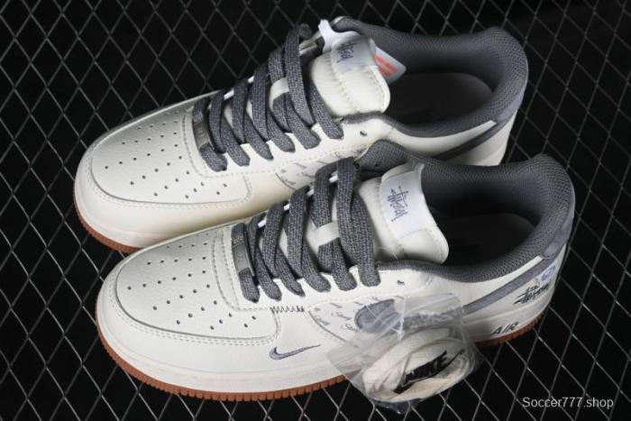 Nike Air Force 1 '07 Low Stussy Collaboration - Grey Swoosh Casual Sneakers - XZ6188-256