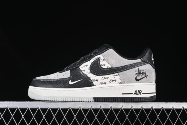 Nike Air Force 1 '07 Low Stussy Collaboration Black Leather Low-Top Casual Sneakers - CH6336-518