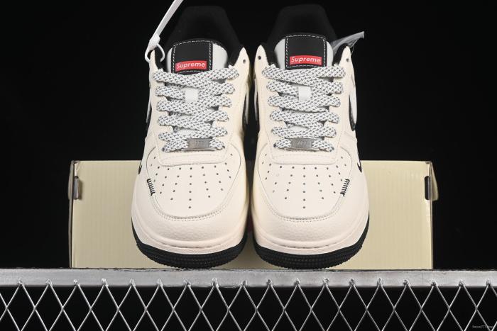 Nike Air Force 1 '07 Low Supreme Collaboration White Black Double Swoosh Casual Sneakers - XS1958-545
