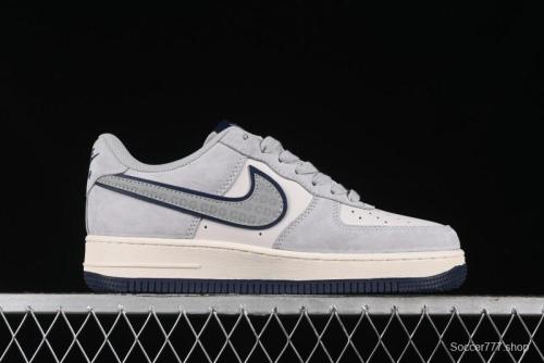 Nike Air Force 1 '07 Low Stussy Collaboration - Grey Pigskin Blue Sole Low-Top Casual Sneakers - XZ3318-028