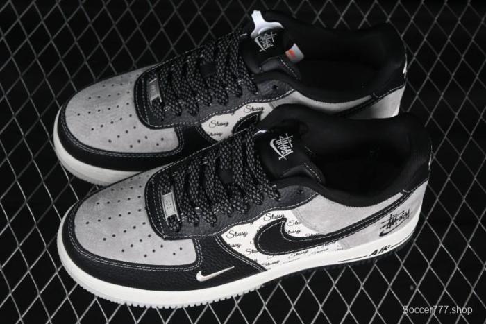 Nike Air Force 1 '07 Low Stussy Collaboration Black Leather Low-Top Casual Sneakers - CH6336-518
