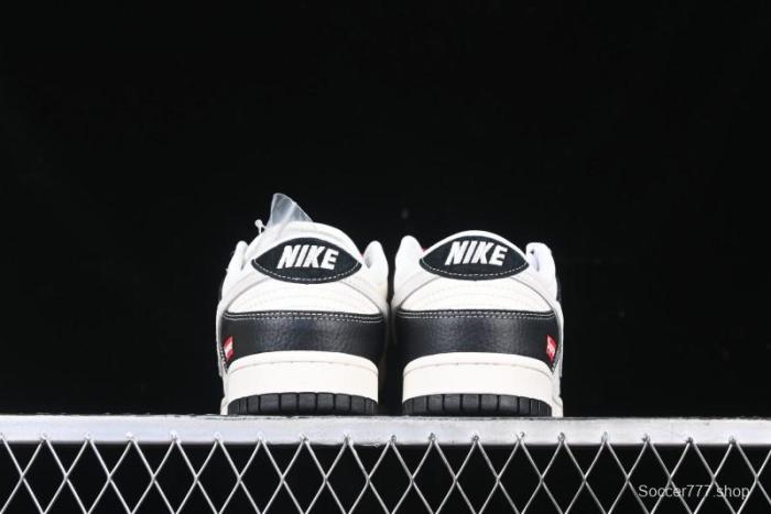 Nike SB Dunk Low Supreme Collaboration - Black Leather Texture Anniversary High-End Custom Low-Top Casual Skate Shoes - XS1086-020