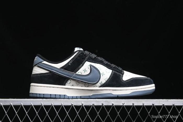 Nike SB Dunk Low Stussy Collaboration - Black White Print Anniversary Custom Low-Top Casual Sneakers - XX3168-212