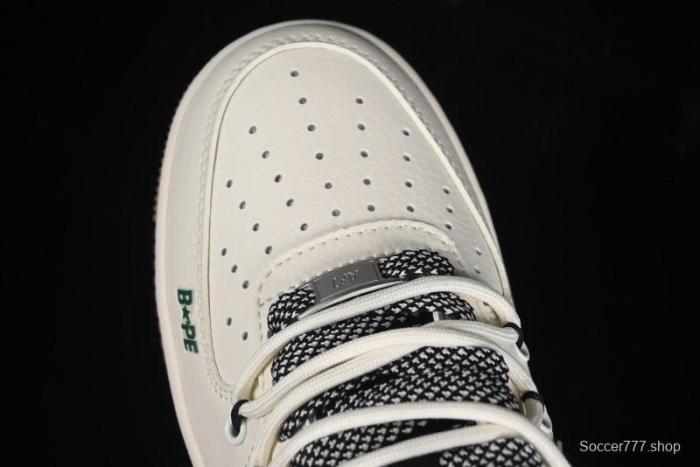 Nike Air Force 1 '07 Low Bape Collaboration - Beige Green Gum Pull Tab Casual Sneakers SJ1198-100