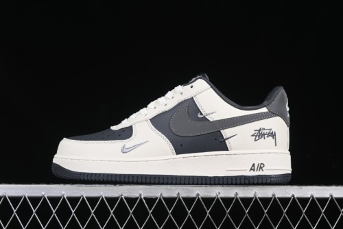 Nike Air Force 1 '07 Low Stussy Collaboration - Light Grey Triple Swoosh Low-Top Casual Sneakers - KK1988-037