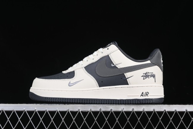 Nike Air Force 1 '07 Low Stussy Collaboration - Light Grey Triple Swoosh Low-Top Casual Sneakers - KK1988-037