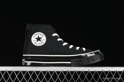 Converse Chuck 1970s High Top Canvas Shoes in Black Lace Punk Style - A10026C