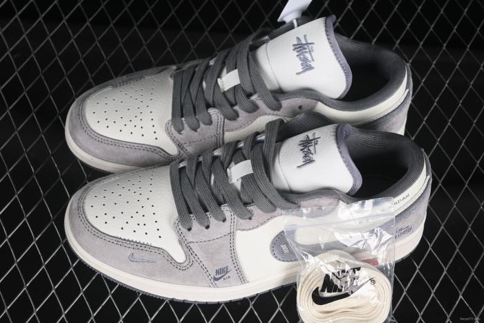 Nike Air Jordan 1 Low Stussy Collaboration Retro Basketball Shoes with Metallic Logo - SJ9950-053