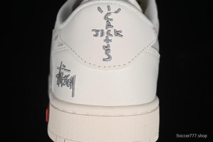 Nike Travis Scott x Fragment Design x Air Jordan 1 Low OG SP AJ1 Retro Sneakers with Reverse Swoosh - SJ2068-115