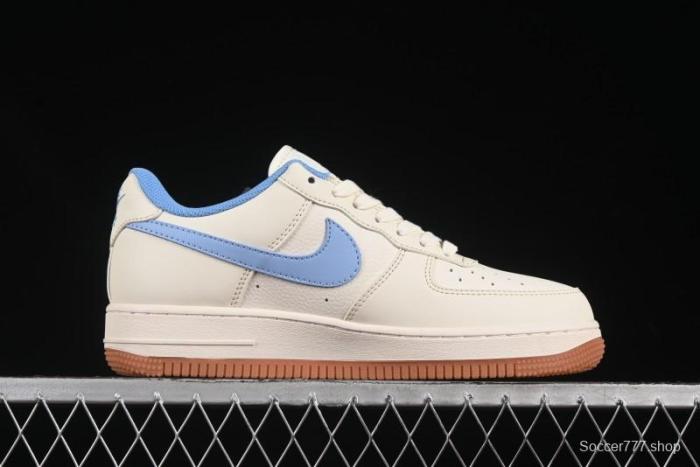 Nike Air Force 1 '07 Low Supreme Collaboration Blue Swoosh Gum Sole Casual Sneakers - XS1958-547