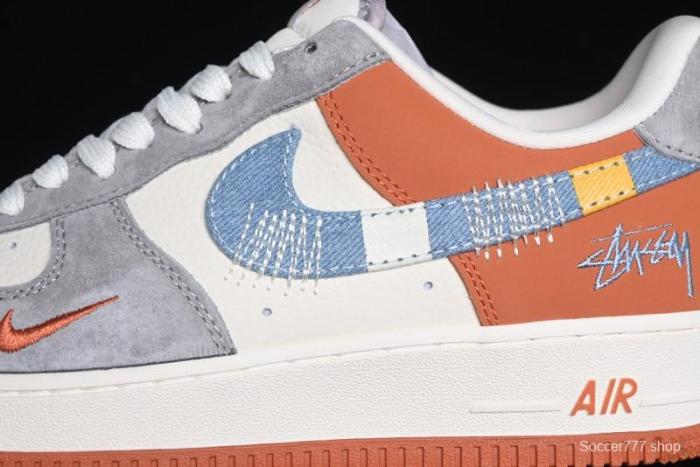 Nike Air Force 1 '07 Low Stussy Collaboration - Grey Brown Flyknit Low-Top Casual Sneakers - KK1988-025