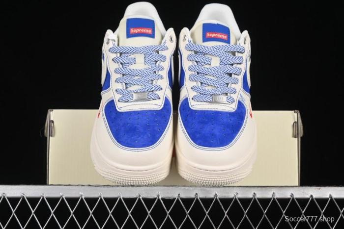 Nike Air Force 1 '07 Low Supreme Collaboration - Off White Navy Blue Low Top Casual Sneakers SJ6698-004