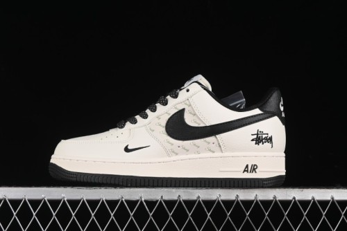 Nike Air Force 1 '07 Low Stussy Collaboration - White Black Low-Top Casual Sneakers - XZ3328-001