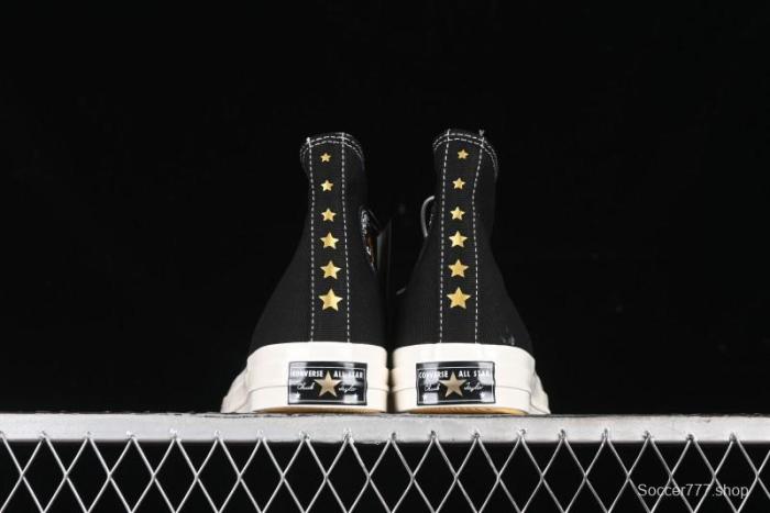Converse Chuck 1970s High-Top Sneakers with Gold Star Accents and Classic Black & White Design - A12462C