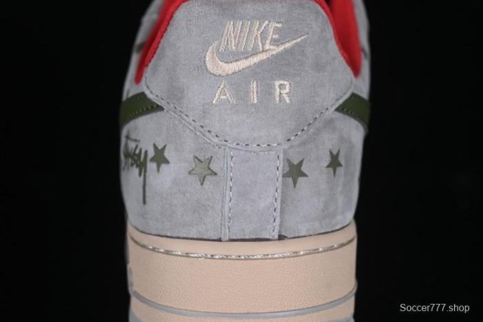 Nike Air Force 1 '07 Low Stussy Collaboration Olive Green Star Low-Top Casual Sneakers - KK1988-034