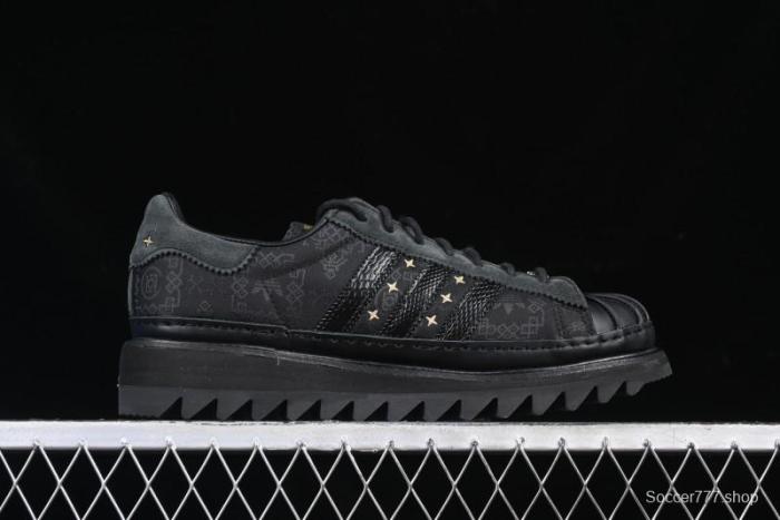 Adidas Superstar JR5114 Clot Collaboration Shell Toe Skate Shoes with Perforated Leather Upper - JR5114