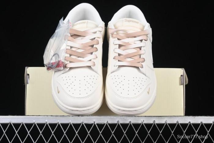 Nike SB Dunk Low Supreme Collaboration Two-Tone Khaki Anniversary High-End Custom Low-Top Casual Skate Shoes - BB8675-111