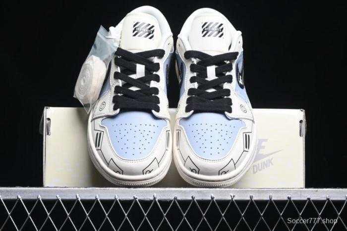 Nike Air Jordan 1 Low AJ1 OF Collaboration - Customized Retro Basketball Shoes with 3D Buttons - DM9188-001