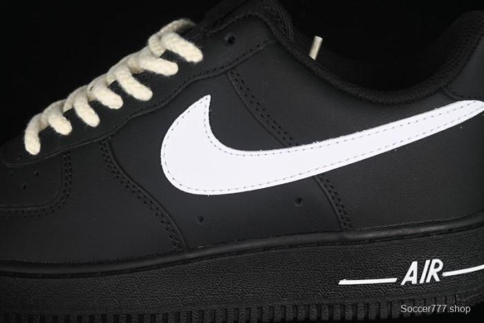 Nike Air Force 1 '07 Low Casual Sneakers in Black & White with Hemp Rope Detailing - ZH0316-073