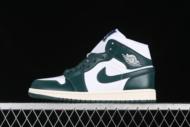 Nike Air Jordan 1 Mid Basketball Shoes in White/Oxidized Green - BQ6472-133