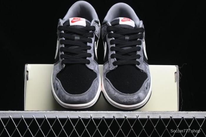Nike SB Dunk Low Supreme Collaboration - Carbon Black Grey Pig Anniversary High-End Custom Low-Top Casual Skate Shoes - XX3186-206