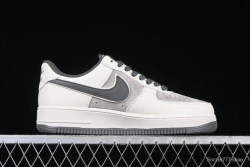 Nike Air Force 1 '07 Low Supreme Collaboration Custom Casual Sneakers with Grey Swoosh - DM6688-056