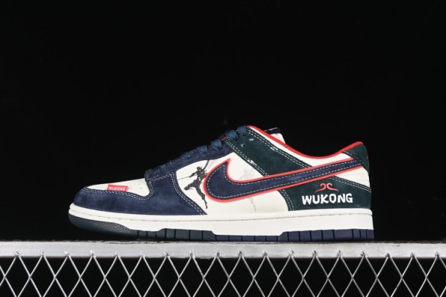 Nike SB Dunk Low Wukong Series - Beige with Navy Swoosh Anniversary Customized Low-Top Casual Skate Shoes - DJ2024-035