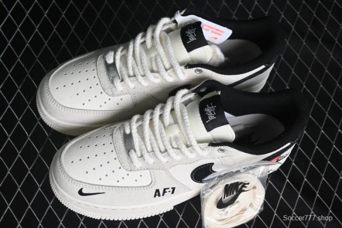 Nike Air Force 1 '07 Low Stussy Collaboration - AF1 Light Grey Red Tag Low-Top Casual Sneakers SJ6698-009