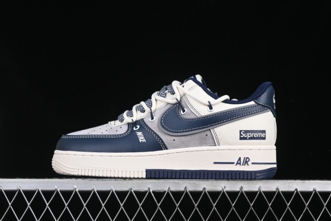 Nike Air Force 1 '07 Low Supreme Collaboration Beige Blue Low-Top Casual Sneakers - DM6688-018