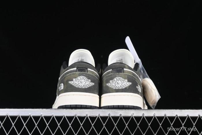 Nike Air Jordan 1 Low AJ1 The North Face Collaboration Dark Camouflage Custom High-End Retro Basketball Shoes - DM9188-013