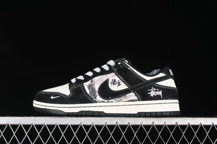 Nike SB Dunk Low Stussy Collaboration - Black Wukong Anniversary High-End Custom Low-Top Casual Sneakers - XX2025-555
