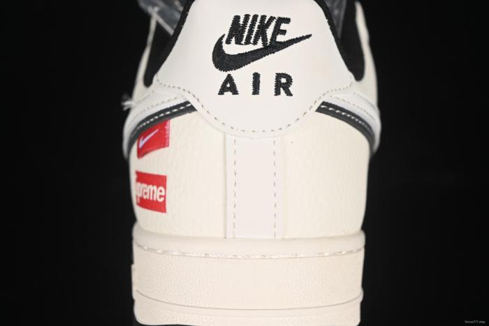 Nike Air Force 1 '07 Low Supreme Collaboration White Black Double Swoosh Casual Sneakers - XS1958-545