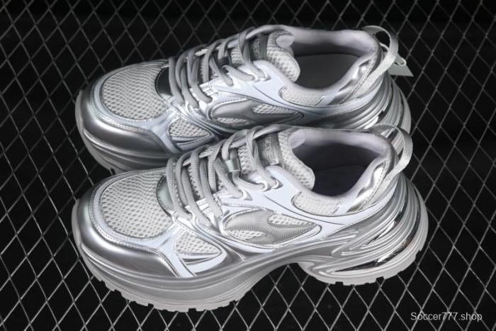 GG-CC Chunky Low Casual Fashion Sneakers with Thick Sole and Height Increasing Design - 2607 Silver