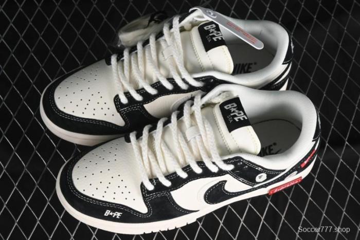 Nike SB Dunk Low Supreme x Bape Collaboration Anniversary Edition Custom Low-Top Casual Sneakers - SJ1089-018