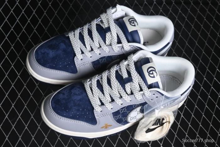 Nike SB Dunk Low Gucci Collaboration - Small Bee Pattern White Swoosh Anniversary High-End Custom Low-Top Casual Sneakers - FC1688-195