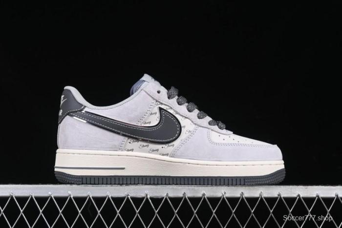 Nike Air Force 1 '07 Low Stussy Collaboration Grey Swoosh Casual Sneakers - XZ6188-911